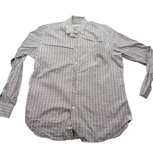 Loro Piana Mens Long Sleeve Button Down Plaid Shirt Size L Made in Italy